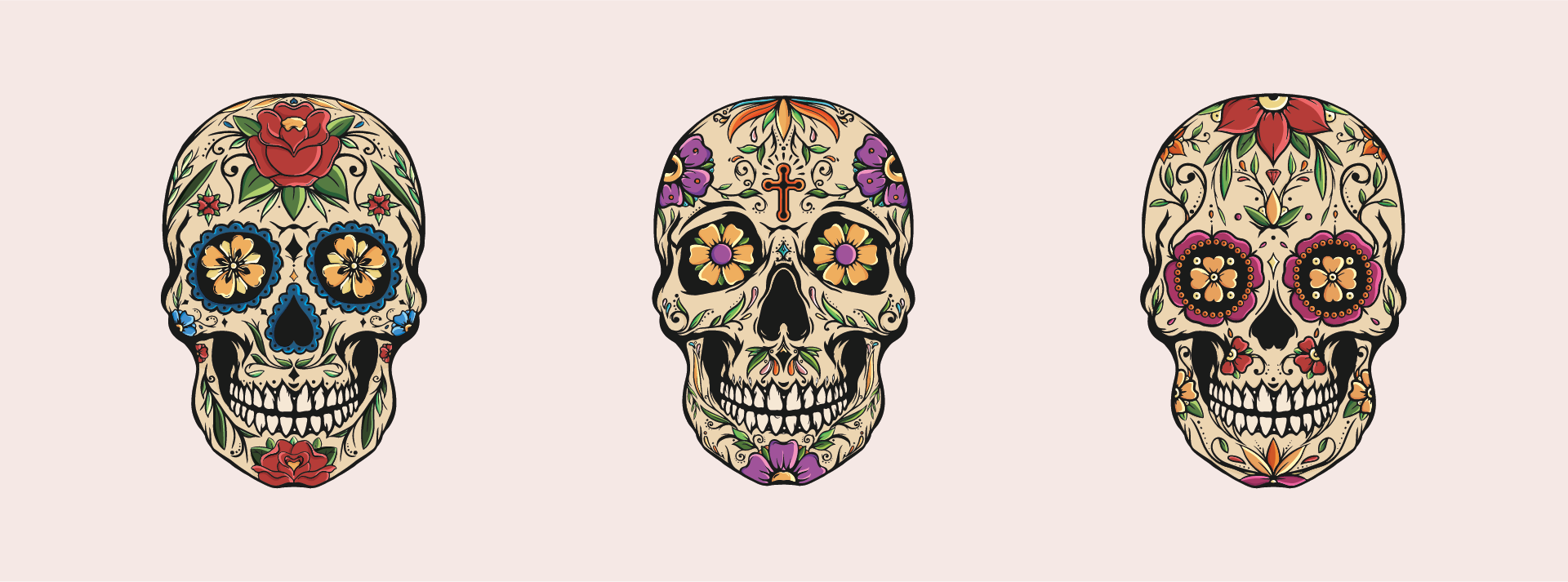 mexican skulls illustration